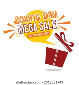 Boxing day sale shopping concept. Template for background, banner, card, poster with text inscription