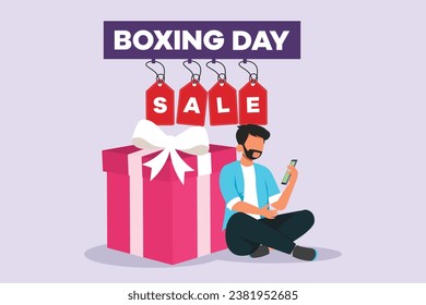 Boxing day sale shopping concept. Colored flat vector illustration isolated.