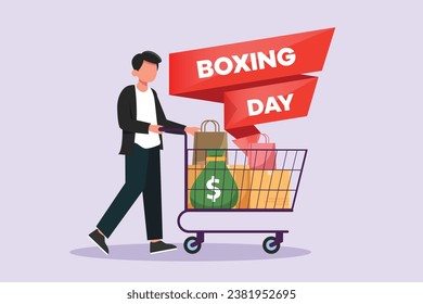 Boxing day sale shopping concept. Colored flat vector illustration isolated.