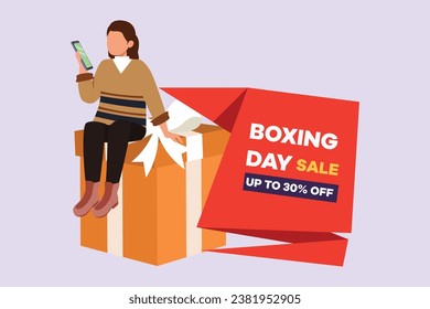 Boxing day sale shopping concept. Colored flat vector illustration isolated.