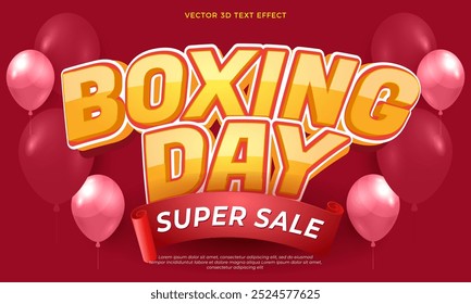 Oferta especial de venda de dia de boxe com efeito de estilo 3d