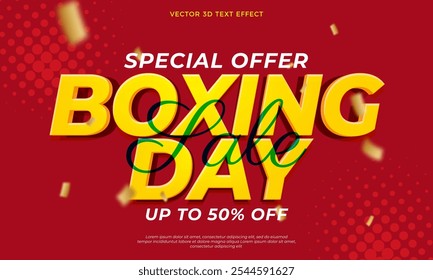 Boxing day sale special offer banner template with vector text effect