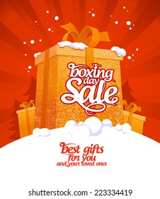 Boxing Day Sale Vector Banner Design Template With Gift Boxes