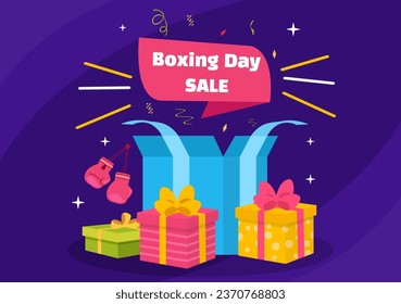Boxing Day Sale Vector Illustration with Discount Special Offer Tag Price and Gift Box in Flat Cartoon for Promotion Advertising Background Design