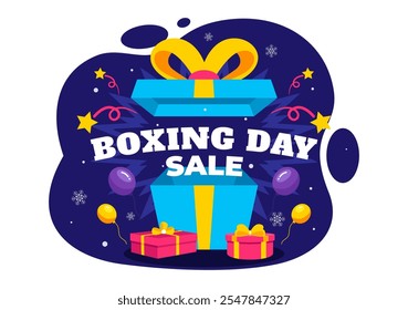 Boxing Day Sale Vector Illustration Featuring Discount Tags, Special Offers, Gift Boxes for Promotional Advertising Flat Cartoon Background Design