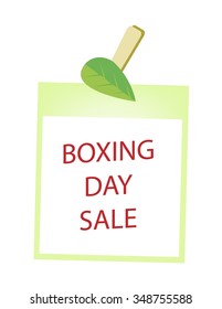 Boxing Day Shopping Banner of Instant Photo Prints Hanging on Green Leaf Clothespins, Sign for Start Christmas Shopping Season.
