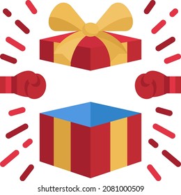 Boxing day surprise box flat icon vector for website,application,promotion,printing,presentation,poster design, etc.