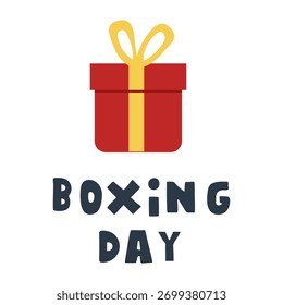 Tipografía del día de boxeo. Ilustración vectorial mínima con caja de regalo. Concepto de venta de vacaciones simple.