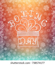 Boxing Day. Vector card. Background with snowflakes.