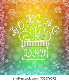 Boxing Day. Vector card. Background with snowflakes.
