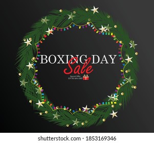 Boxing Day vector illustration, banner of sale.