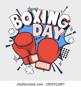 Boxing day vector illustration, Cartoon red boxing glove icon, front and back. Isolated vector illustration.