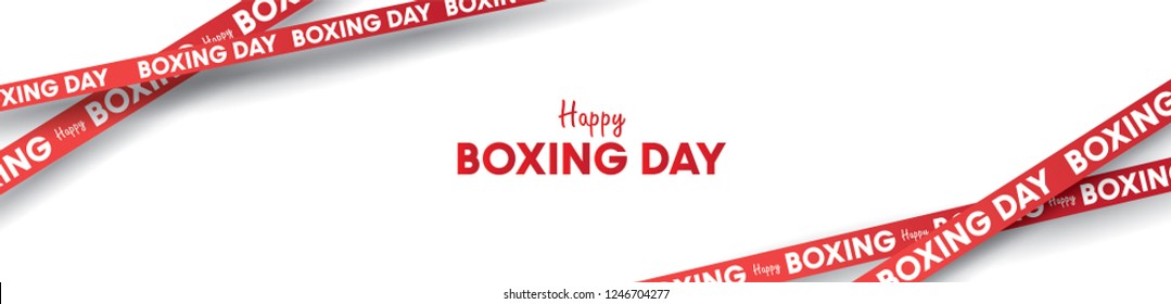 Boxing day vector illustration.Typography combined in a shape of ribbon and text with paper art and craft style