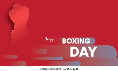 Boxing day vector illustration.Typography combined in a shape of ribbon text and glove with paper art craft style