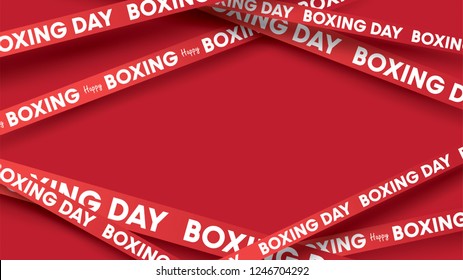 Boxing day vector illustration.Typography combined in a shape of ribbon and text with paper art and craft style