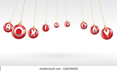 Boxing day vector illustration.Typography combined in a shape of red christmas ball