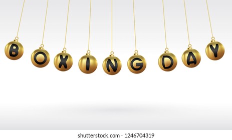 Boxing day vector illustration.Typography combined in a shape of gold christmas ball