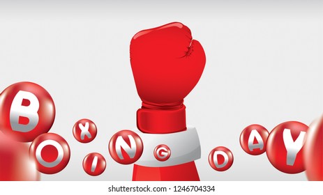 Boxing day vector illustration.Typography combined in a shape of christmas ball with boxing gloves