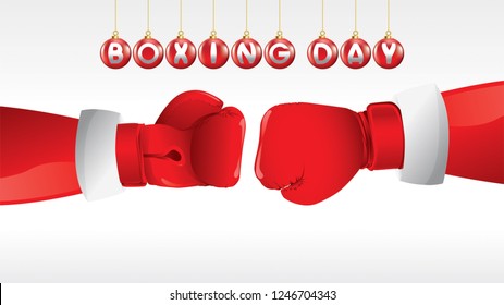 Boxing day vector illustration.Typography combined in a shape of christmas ball with boxing gloves