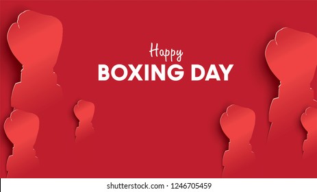 Boxing day vector illustration.Typography combined in a shape of boxing gloves with paper art and craft style