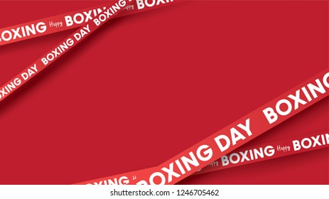 Boxing day vector illustration.Typography combined in a shape of ribbon and text with paper art and craft style