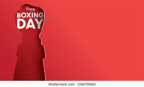 Boxing day vector illustration.Typography combined in a shape of boxing gloves with paper art and craft style