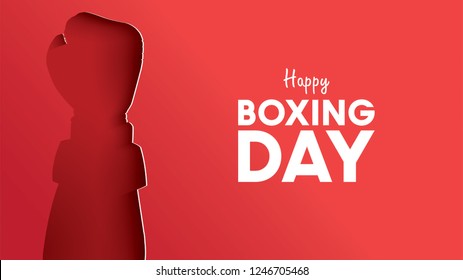 Boxing day vector illustration.Typography combined in a shape of boxing gloves with paper art and craft style
