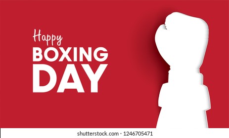 Boxing day vector illustration.Typography combined in a shape of boxing gloves with paper art and craft style