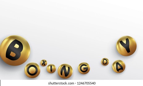 Boxing day vector illustration.Typography combined in a shape of gold christmas ball
