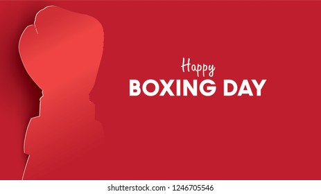 Boxing day vector illustration.Typography combined in a shape of boxing gloves with paper art and craft style