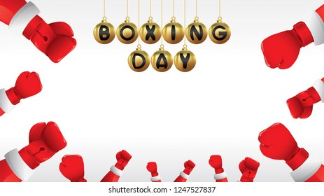 Boxing day vector illustration.Typography combined in a shape of christmas ball with boxing gloves