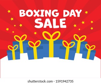 Boxing day vector sale design with gift box and stars design