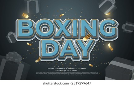 Boxing day vector text effect with 3d letters. Special offer boxing day background vector design illustration