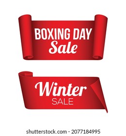 Boxing day and winter sale label sticker banner discount promotion