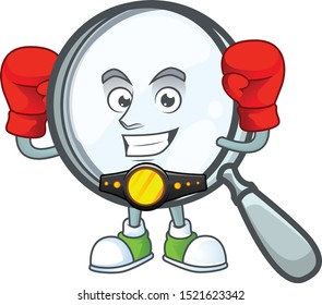 Boxing design magnifying glass cartoon character style.
