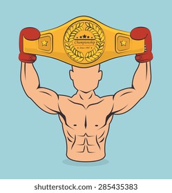 Boxing design over blue background, vector illustration.