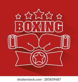 Boxing design over red background, vector illustration.