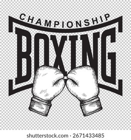 Boxdesign auf weißem Hintergrund.Boxmeisterschaft, Vektorgrafik