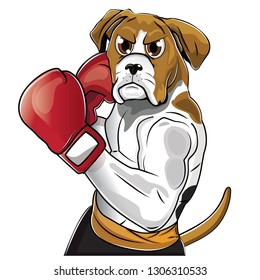 boxing dog with a color background