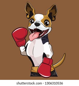 boxing dog with a color background