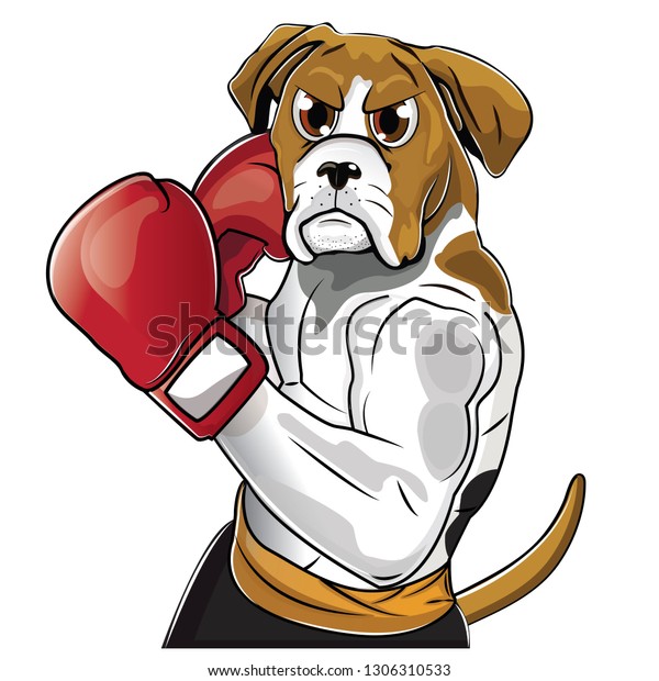 Boxing Dog Color Background Stock Vector (Royalty Free) 1306310533