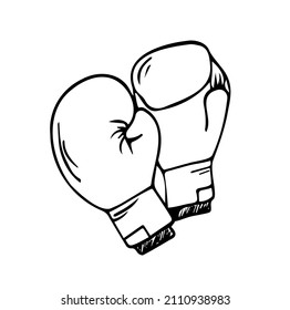 Boxing doodle. Vector doodle boxing gloves in doodle style.