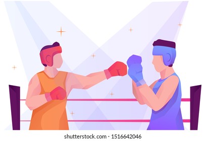 Boxing Duel versus flat illustration 