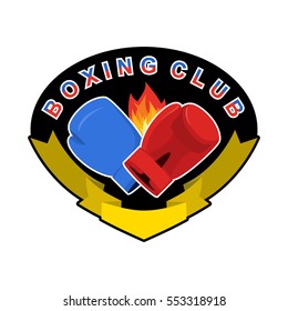 Boxing emblem. Gred and blue loves. logo for sports team and club. Combat badge for athletes
