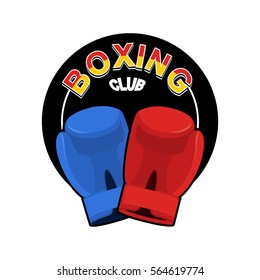 Boxing emblem. Gred and blue loves. logo for sports team and club. Combat badge for athletes
