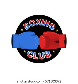 Boxing emblem. Gred and blue loves. logo for sports team and club. Combat badge for athletes
