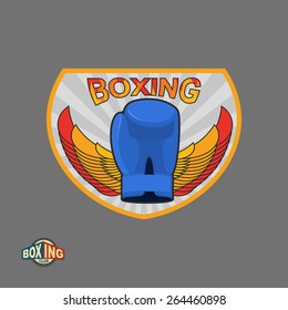 Boxing emblem. Logo box Club. ring gloves. mitt