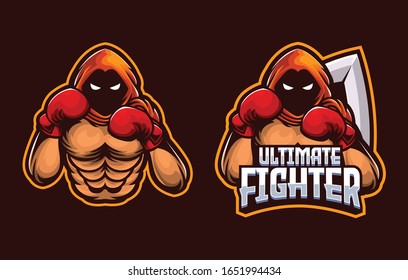 Boxing Emperor Muscle Fighter, Dragon Sport and Esport Logo template