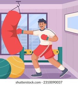 Boxing Exercise Flat Illustration Design