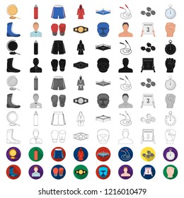 Boxing extreme sports cartoon icons in set collection for design. Boxer and attributes vector symbol stock web illustration.